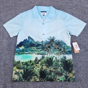 ROARK Hinano Gonzo Otemanu Mens XL Light Blue‎ Hawaiian Tropical button down